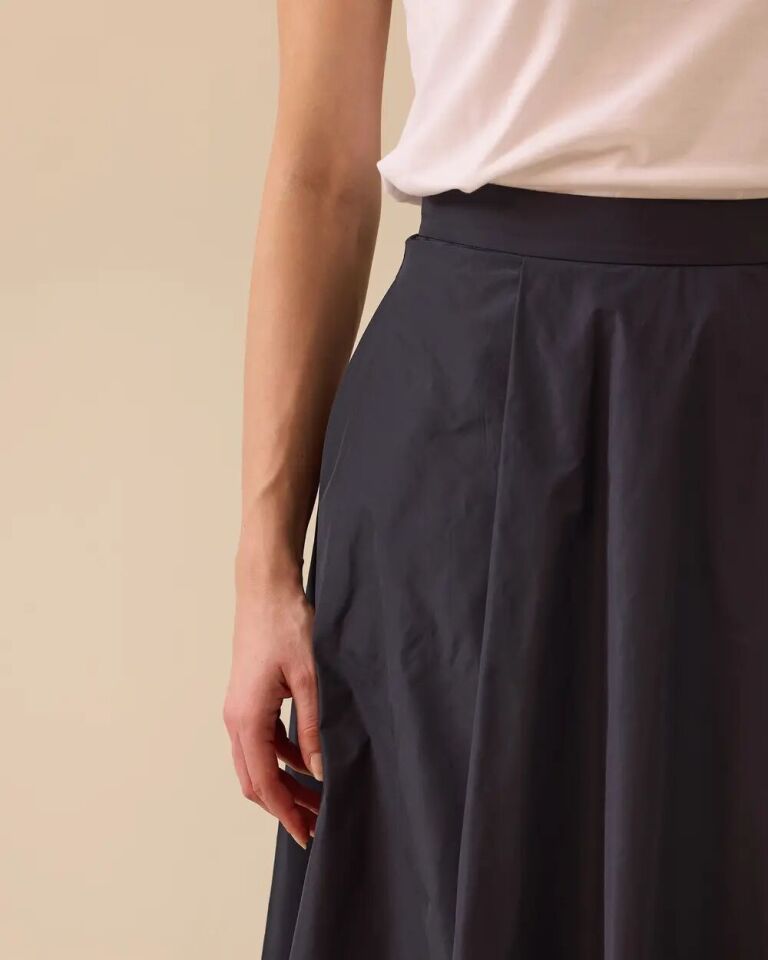 1006 YANLARI CEPLİ ÖNDEN BÜZGÜLÜ SATEN GÜNLÜK ETEK #03-25#