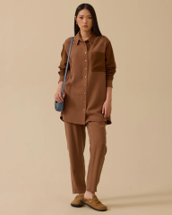 1023 BELİ LASTİKLİ BAĞLAMALI CEP DETAYLI KALEM PAÇA PANTOLON  10002521011023 #10-25#