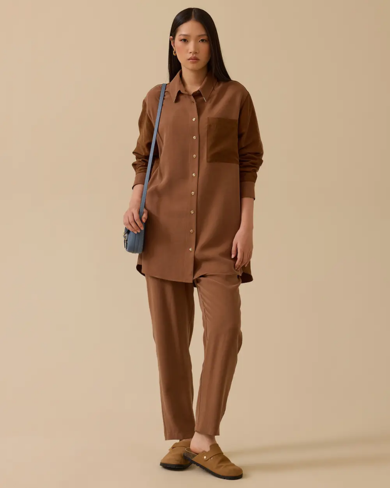 1023 BELİ LASTİKLİ BAĞLAMALI CEP DETAYLI KALEM PAÇA PANTOLON  10002521011023 #10-25#