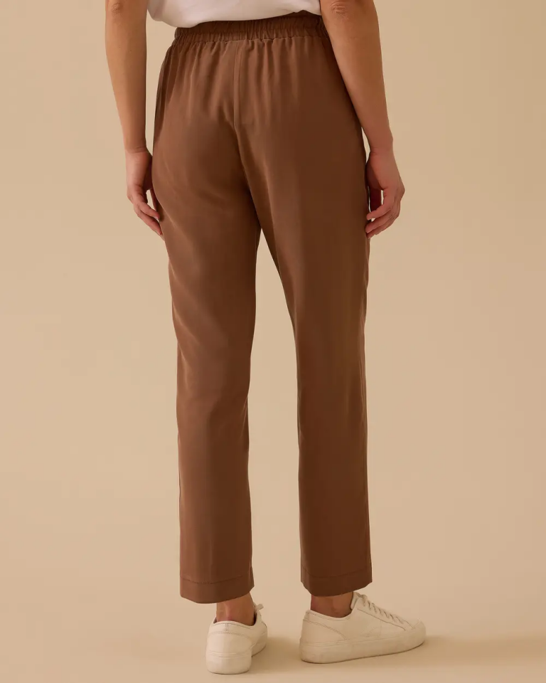 1023 BELİ LASTİKLİ BAĞLAMALI CEP DETAYLI KALEM PAÇA PANTOLON  10002521011023 #10-25#