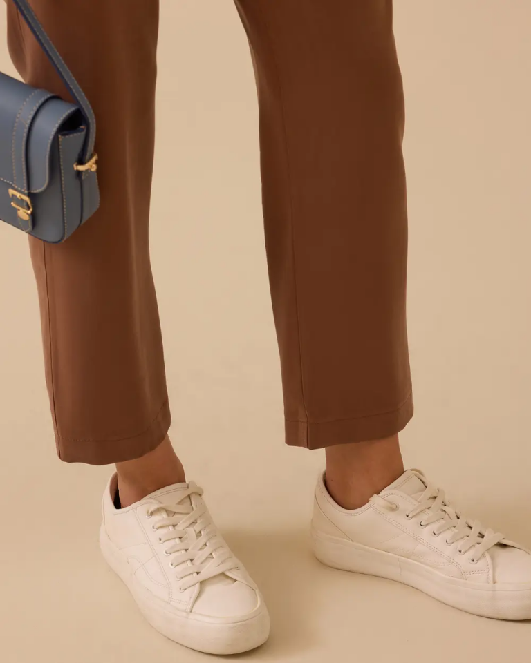 1023 BELİ LASTİKLİ BAĞLAMALI CEP DETAYLI KALEM PAÇA PANTOLON  10002521011023 #10-25#