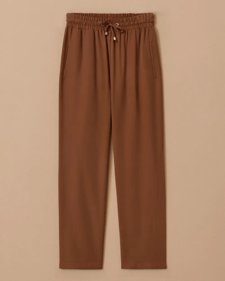 1023 BELİ LASTİKLİ BAĞLAMALI CEP DETAYLI KALEM PAÇA PANTOLON  10002521011023 #10-25#