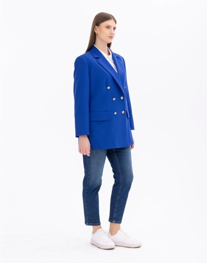 1008 BÜYÜK BEDEN DÜĞME DETAYLI BLAZER CEKE BLAZER CEKET 14231105401008 QKS KBLAZSER CEKEKT  #23-10# 44 - SİYAH