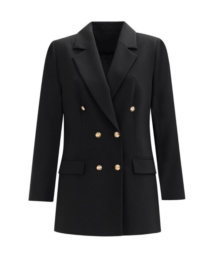 1008 BÜYÜK BEDEN DÜĞME DETAYLI BLAZER CEKE BLAZER CEKET 14231105401008 QKS KBLAZSER CEKEKT  #23-10# 44 - SİYAH