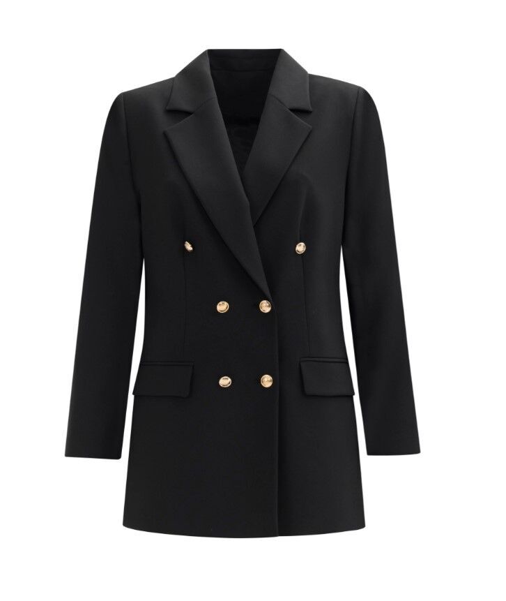 1008 BÜYÜK BEDEN DÜĞME DETAYLI BLAZER CEKE BLAZER CEKET 14231105401008 QKS KBLAZSER CEKEKT  #23-10# 44 - SİYAH
