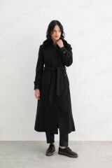 57023 YAKASI KÜRKLÜ ÖNDEN GİZLİ DÜĞMELİ KLASİK KAŞE KABAN #12-25#