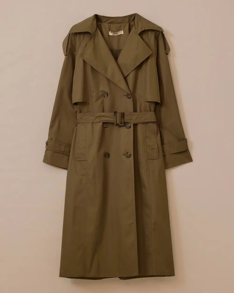 10002 KRUVAZE YAKA ÖNDEN DÜĞMELİ BELİ KEMERLİ KOLLARI MANŞETLİ GÜNLÜK TRENÇKOT #03-25#