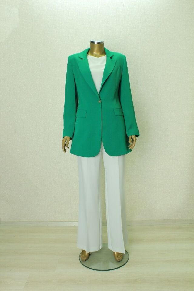1154 TEK DÜĞMELİ KLASİK BLAZER CEKET QYS CEKET 1154 #23-06# 42 - yeşil