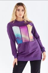 6057 KOL UCU LASTİKLİ ÖNÜ BASKI DETAYLI SIFIR YAKA SWEAT QYS  SWEAT 6057 #23-05#