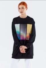 6057 KOL UCU LASTİKLİ ÖNÜ BASKI DETAYLI SIFIR YAKA SWEAT QYS  SWEAT 6057 #23-05#