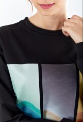 6057 KOL UCU LASTİKLİ ÖNÜ BASKI DETAYLI SIFIR YAKA SWEAT QYS  SWEAT 6057 #23-05#