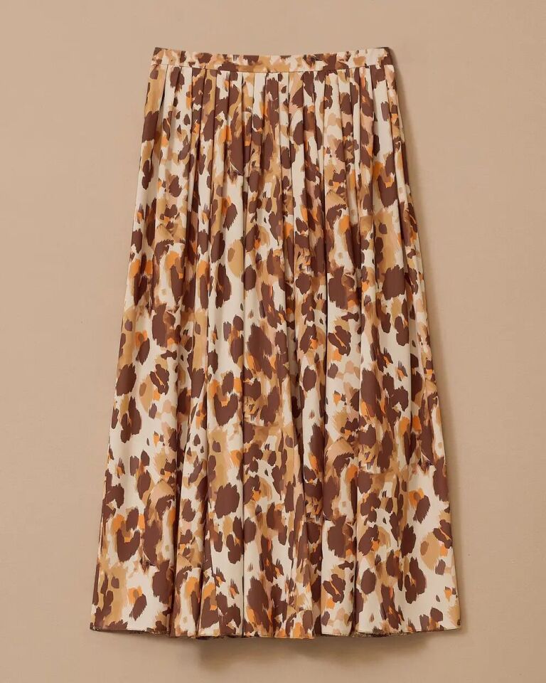 10001 YANDAN FERMUARLI ÖNÜ BÜZGÜLÜ DESENLİ KLOŞ ETEK #03-25#