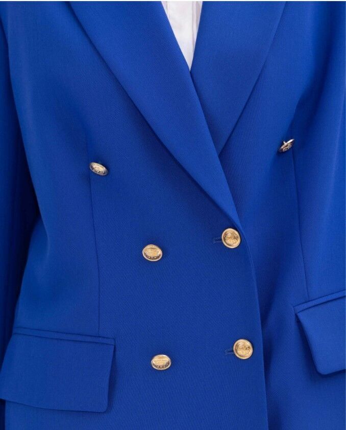 1008 BÜYÜK BEDEN DÜĞME DETAYLI BLAZER CEKE BLAZER CEKET 14231105401008 QKS KBLAZSER CEKEKT  #23-10# 50 - SAKS MAVİSİ