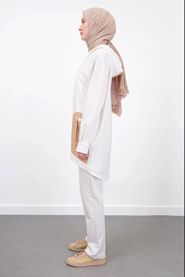 3025 ÖNÜ FERMUARLI KAPÜŞONLU İÇ BLUZU SIFIR KOL PANTOLON BELİ LASTİKLİ ÜÇLÜ TAKIM QYS ÜÇLÜ TAKIM 3025 #23-05#