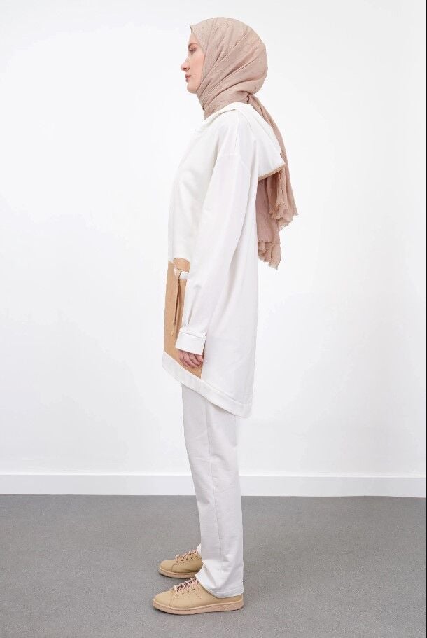 3025 ÖNÜ FERMUARLI KAPÜŞONLU İÇ BLUZU SIFIR KOL PANTOLON BELİ LASTİKLİ ÜÇLÜ TAKIM QYS ÜÇLÜ TAKIM 3025 #23-05#