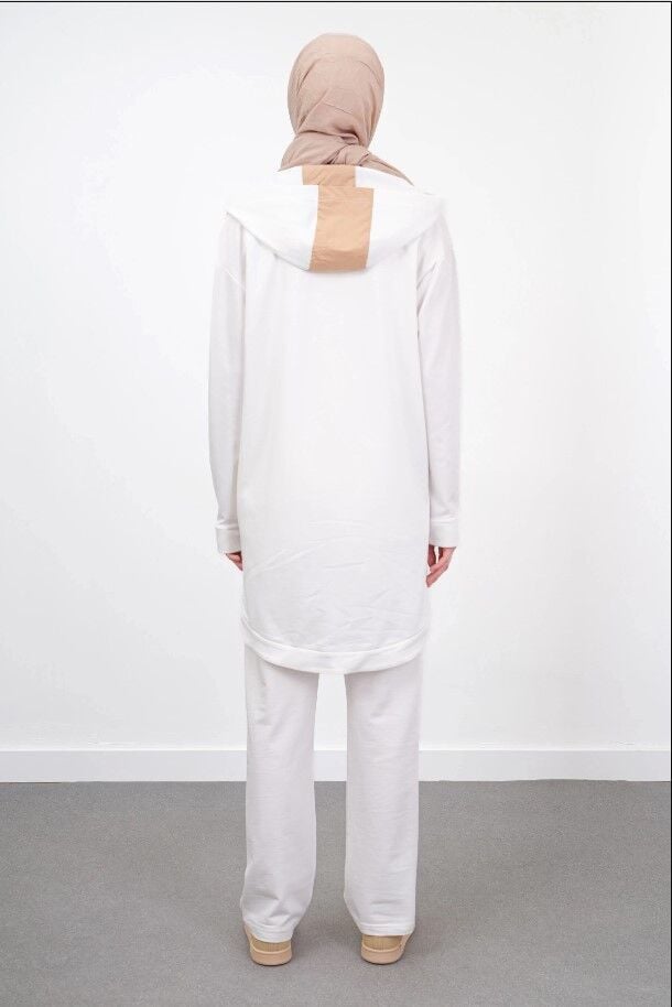 3025 ÖNÜ FERMUARLI KAPÜŞONLU İÇ BLUZU SIFIR KOL PANTOLON BELİ LASTİKLİ ÜÇLÜ TAKIM QYS ÜÇLÜ TAKIM 3025 #23-05#