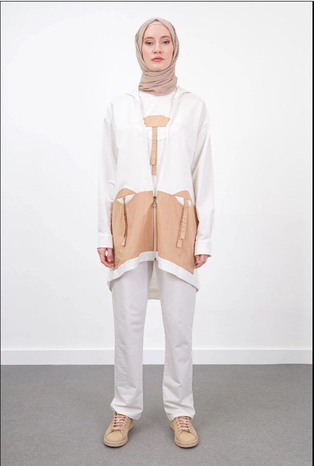 3025 ÖNÜ FERMUARLI KAPÜŞONLU İÇ BLUZU SIFIR KOL PANTOLON BELİ LASTİKLİ ÜÇLÜ TAKIM QYS ÜÇLÜ TAKIM 3025 #23-05#