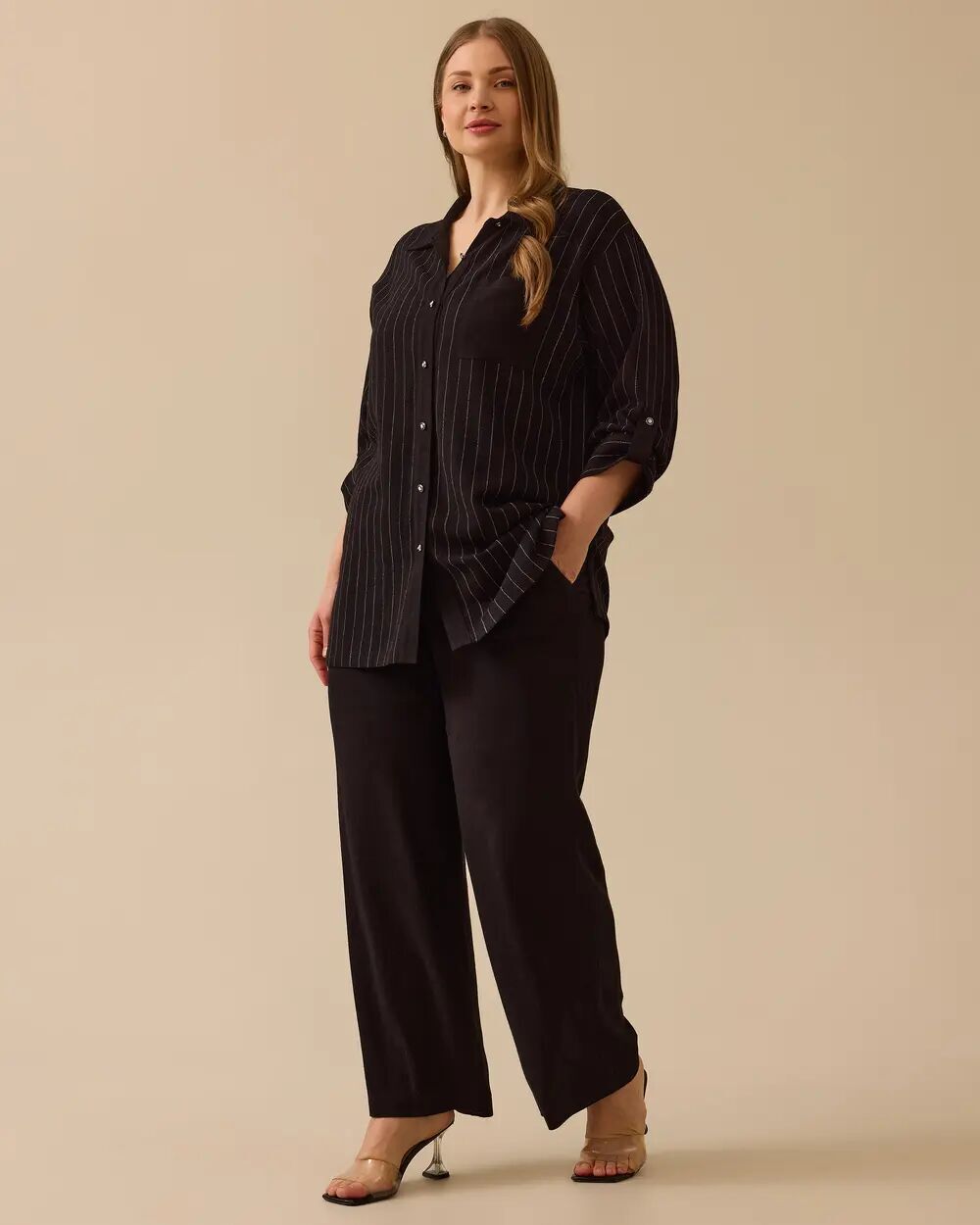 4027 ÖNDEN DÜĞMELİ KOLLARI MANŞETLİ CEP GÖRÜNÜMLÜ ÇİZGİLİ PAMUKLU GÖMLEK #03-25#