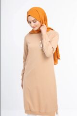 1502 GÖĞÜSÜ BONCUK VE PUL DETAYLI  İKİ İPLİK UZUN  SWEAT QYS İKİ İPLİK SWEAT 1503 #23-05#