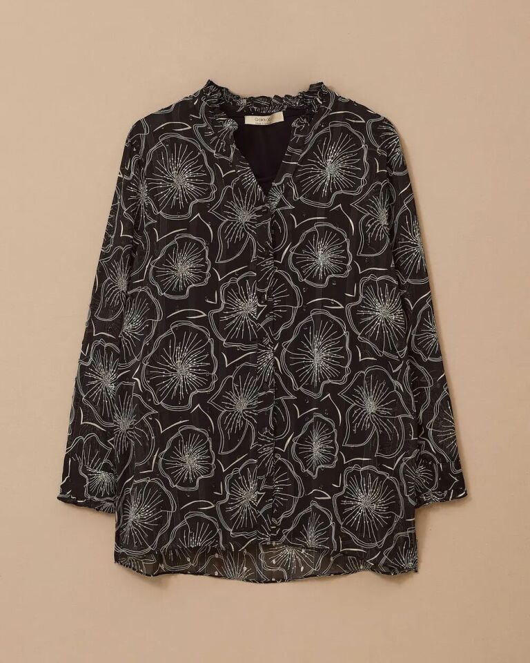 4016 İÇİ SIFIR YAKA SIFIR KOL GÖMLEĞİNİN ÖNÜ DÜĞMELİ KOLLARI MANŞETLİ YAKASI GÜPÜRLÜ TÜL GÖRÜNÜMLÜ ŞIK GÖMLEK #03-25#