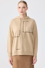 BLZ.22006.1 TAŞ İŞLEMELİ KAPŞONLU BLUZ #11-25#