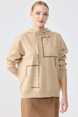 BLZ.22006.1 TAŞ İŞLEMELİ KAPŞONLU BLUZ #11-25#