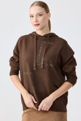 BLZ.22006.1 TAŞ İŞLEMELİ KAPŞONLU BLUZ #11-25#