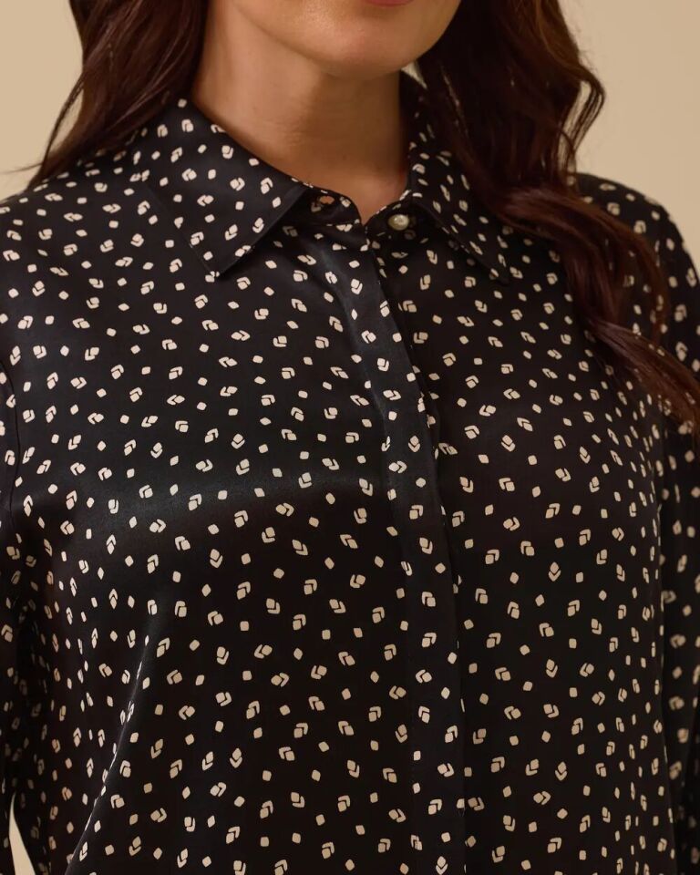 4007 ÖNÜ GİZLİ DÜĞMELİ KOLLARI MANŞETLİ DESENLİ SATEN GÖMLEK #03-25#