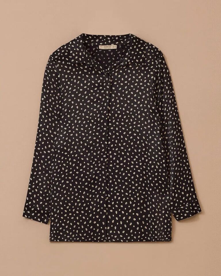 4007 ÖNÜ GİZLİ DÜĞMELİ KOLLARI MANŞETLİ DESENLİ SATEN GÖMLEK #03-25#