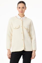 CKT.21787.1 ZİNCİR DETAYLI ŞÖNİL TRİKO CEKET #11-25#