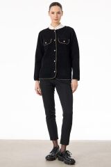 CKT.21787.1 ZİNCİR DETAYLI ŞÖNİL TRİKO CEKET #11-25#