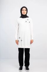 1503 GÖĞÜS VE BEL TAŞ İŞLEMELİ VE BONCUK DETAYLI 2 İPLİK SWEAT QYS SWEAT 1503 #23-05#