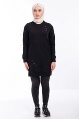 1503 GÖĞÜS VE BEL TAŞ İŞLEMELİ VE BONCUK DETAYLI 2 İPLİK SWEAT QYS SWEAT 1503 #23-05#