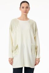 TNK.21755.1	OMUZLARI VE CEPLERİ TAŞLI SOSİS YAKALI TRİKO TUNİK #11-25#