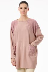 TNK.21755.1	OMUZLARI VE CEPLERİ TAŞLI SOSİS YAKALI TRİKO TUNİK #11-25#