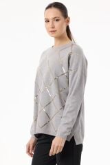 TNK.21756.1	PAYETLİ BAKLAVA DESENLİ TRİKO BLUZ #11-25#