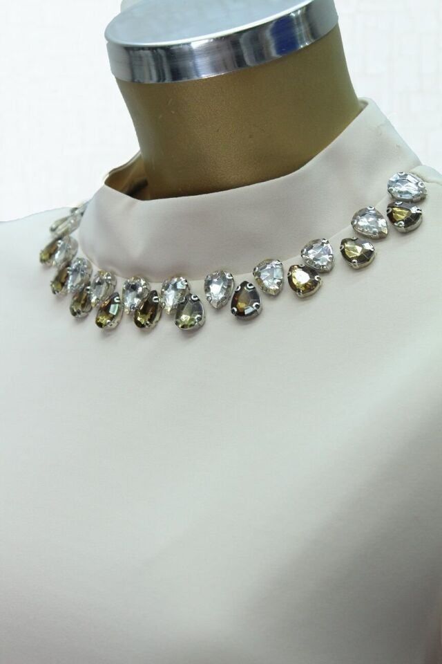 2776 YAKASI VE KOL UCU SU DAMLASI TAŞ DETAYLI BELİ BAĞLAMALI KLOŞ ABİYE ELBİSE QYS ABİLYE ELBİSE 2776 #23-06#