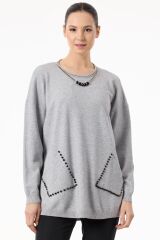 TNK.21758.1	CEPLERİ TAŞLI KOLYE DETAYLI TRİKO TUNİK #11-25#