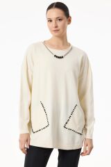 TNK.21758.1	CEPLERİ TAŞLI KOLYE DETAYLI TRİKO TUNİK #11-25#