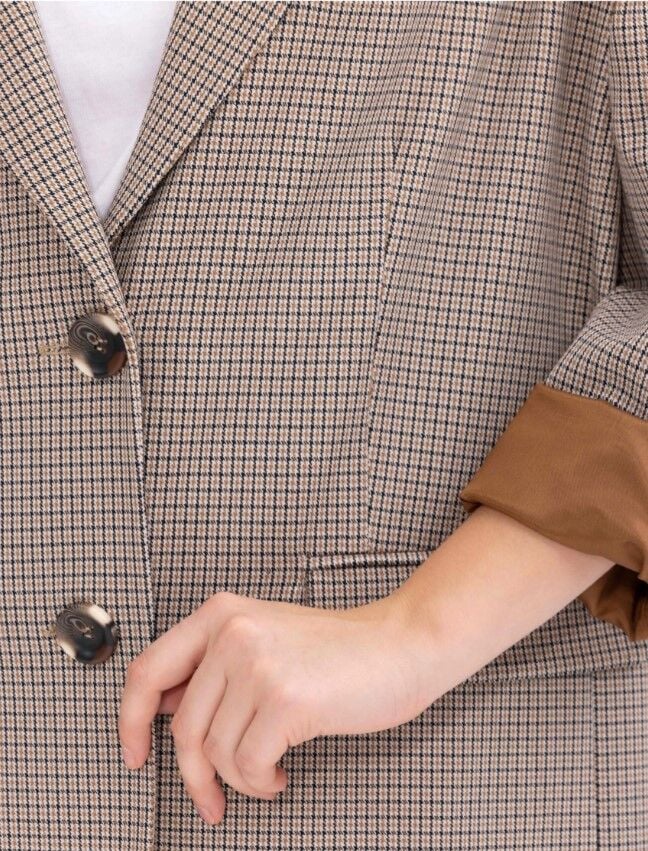 1022 EKOSE DESENLİ ÇİFT CEPLİ ASTARLI BLAZER CEKET BLAZER CEKET