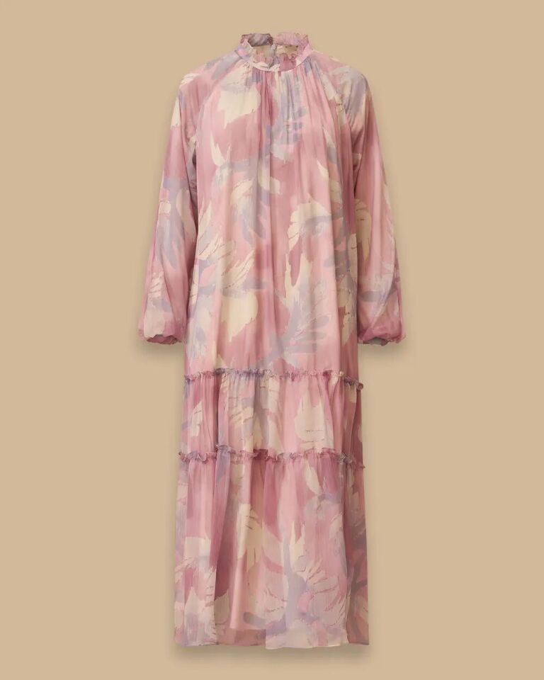 11037 SIFIR YAKA KOL UCU LASTİKLİ ARKASI FERMUARLI ALTI KAT DETAYLI  DESENLİ ELBİSE #03-25#