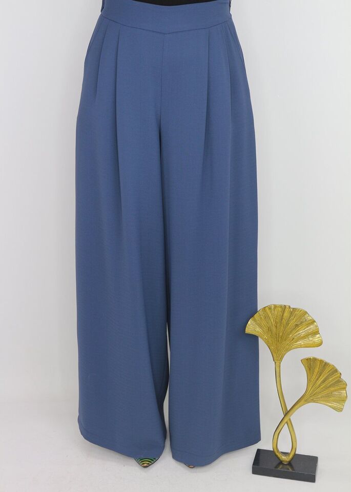 59014 BELİ YARIM LASTİKLİ YANDAN FERMUARLI CEPLİ ETEK PANTOLON QYS ETEK PANTOLON 59014 #23-063