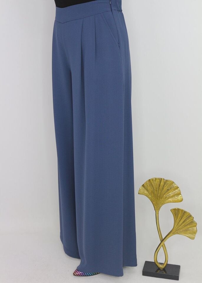 59014 BELİ YARIM LASTİKLİ YANDAN FERMUARLI CEPLİ ETEK PANTOLON QYS ETEK PANTOLON 59014 #23-063