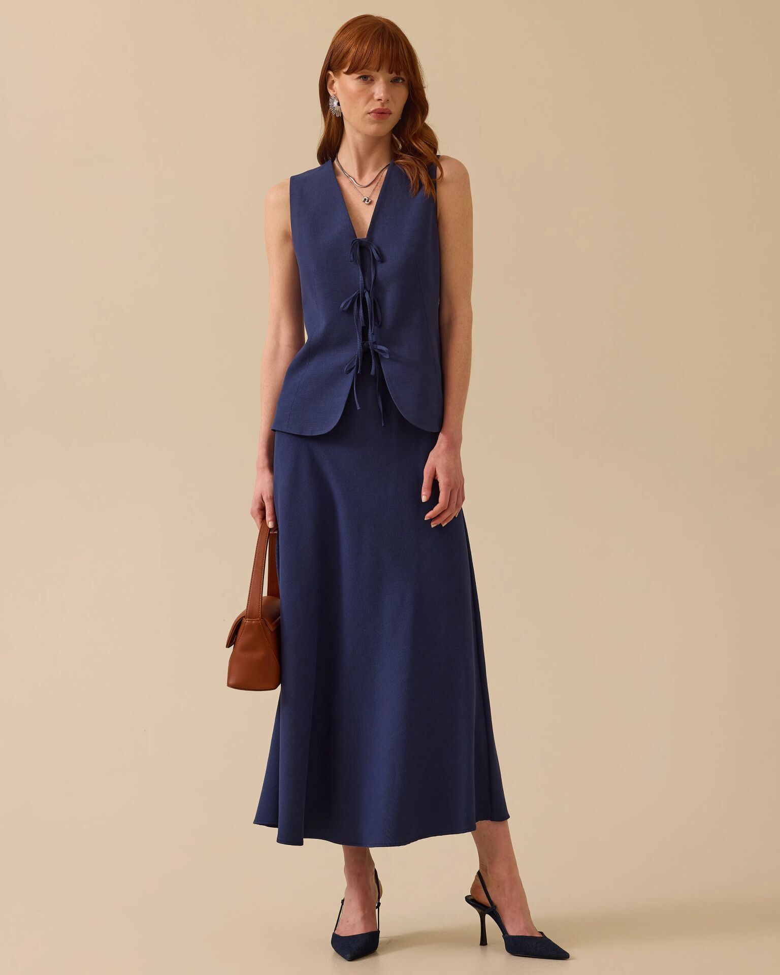 10020 KRUVAZE YAKA ÖNDEN BAĞLAMALI ŞIK YELEK #03-25#