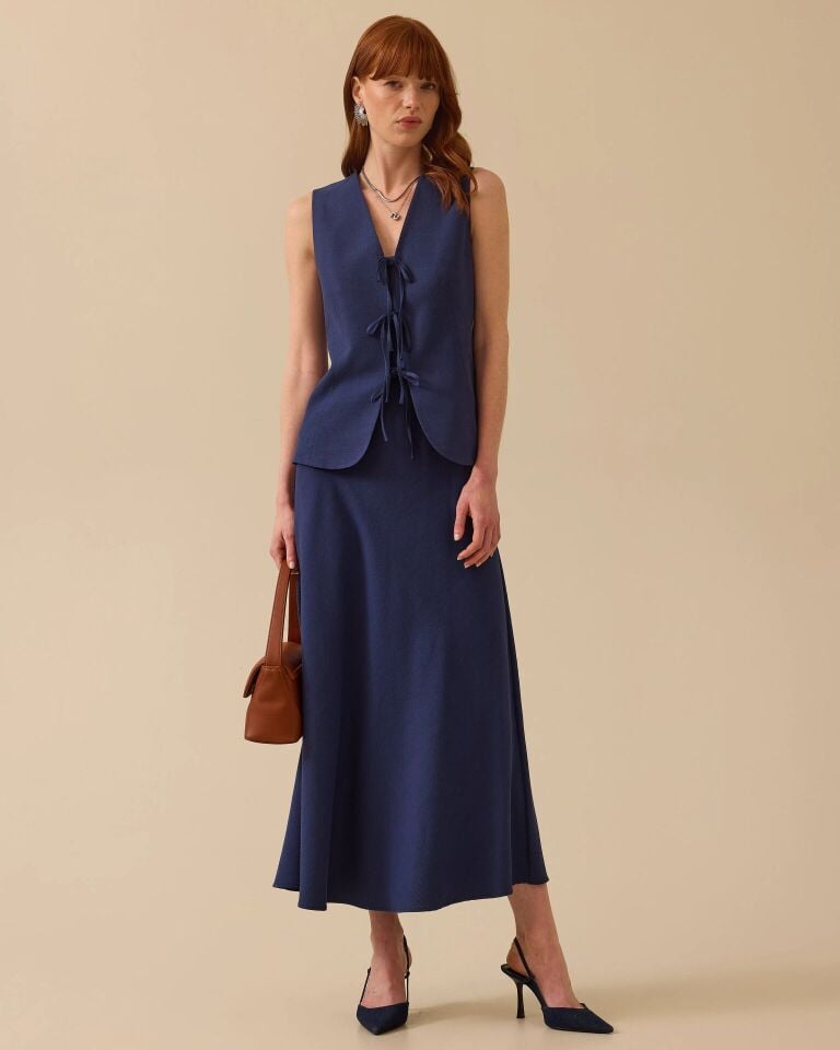 10020 KRUVAZE YAKA ÖNDEN BAĞLAMALI ŞIK YELEK #03-25#