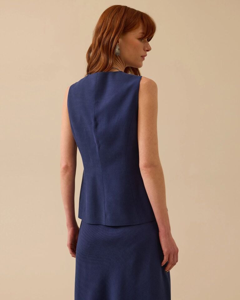 10020 KRUVAZE YAKA ÖNDEN BAĞLAMALI ŞIK YELEK #03-25#