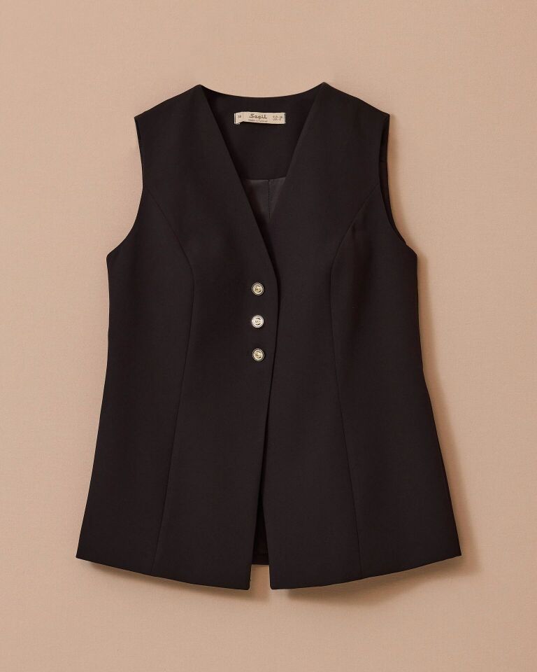 10009 KRUVAZE YAKA ÖNDEN DÜĞMELİ GÜNLÜK YELEK #03-25#