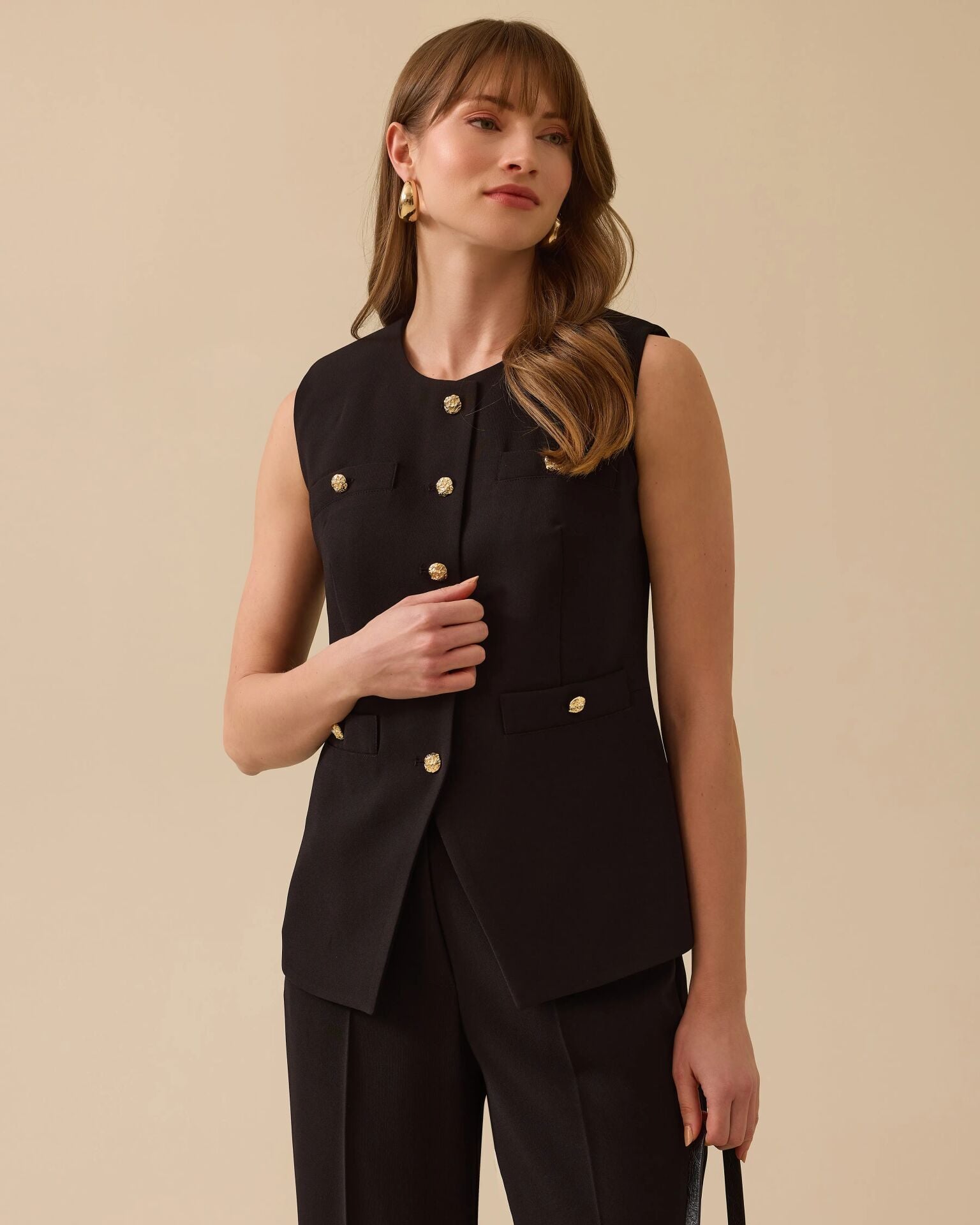 10001 ÖNDEN DÜĞMELİ SIFIR YAKA ÖNDEN CEPLİ YARIM KOLLU YELEK #03-25#