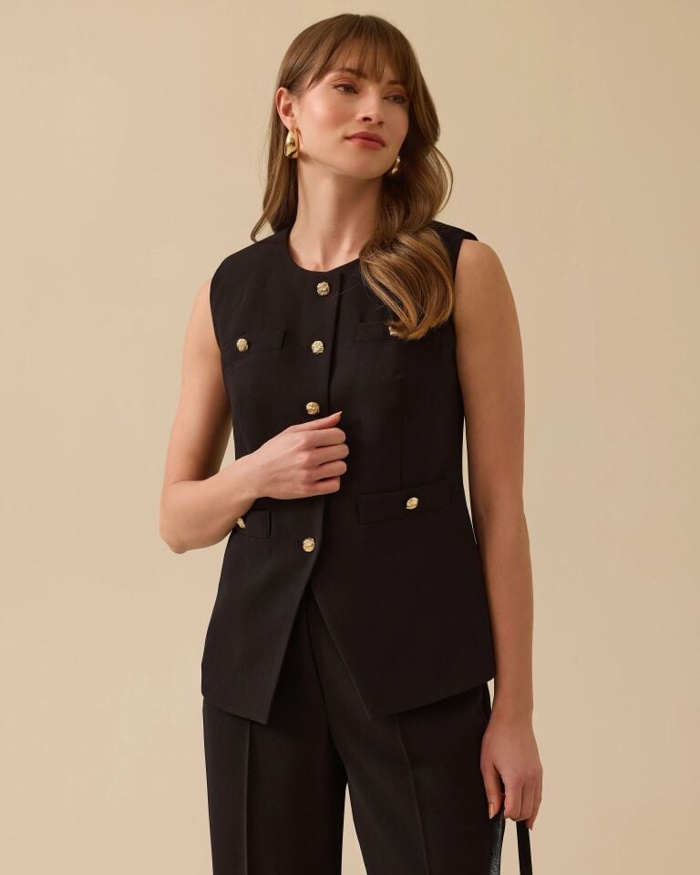 10001 ÖNDEN DÜĞMELİ SIFIR YAKA ÖNDEN CEPLİ YARIM KOLLU YELEK #03-25#