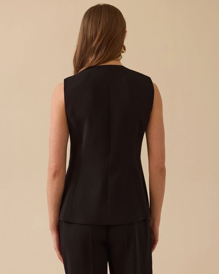 10001 ÖNDEN DÜĞMELİ SIFIR YAKA ÖNDEN CEPLİ YARIM KOLLU YELEK #03-25#